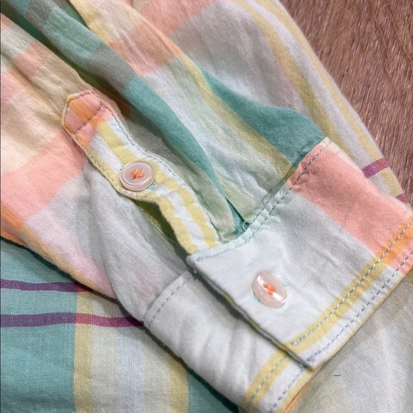 HOLDING HORSES  Size 2 Multicolor Plaid Button Down Shirt V Neck Long Sleeve - Picture 10 of 12